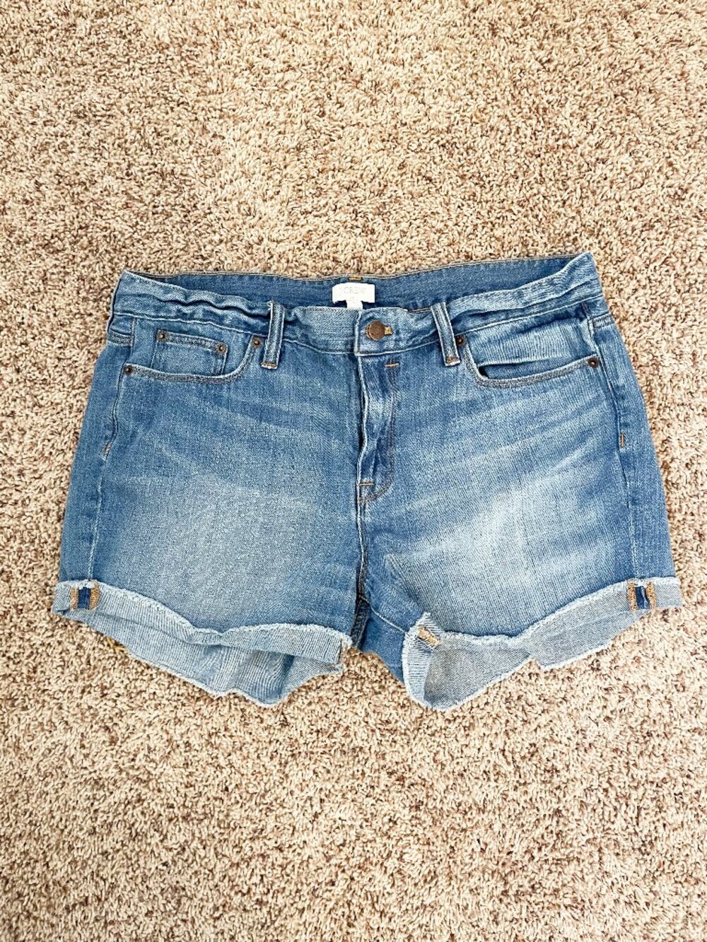 J.Crew Denim Cutoff Shorts Size 31 Light Wash Mid Rise Cuffed Jean Shorts